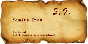 Simits Irma névjegykártya